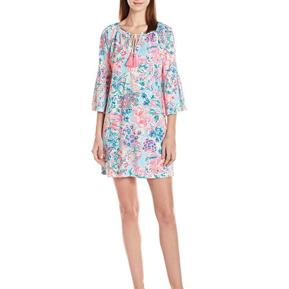 Lilly Pulitzer Del Lago Tunic Dress Serene Blue Pink Gypsea